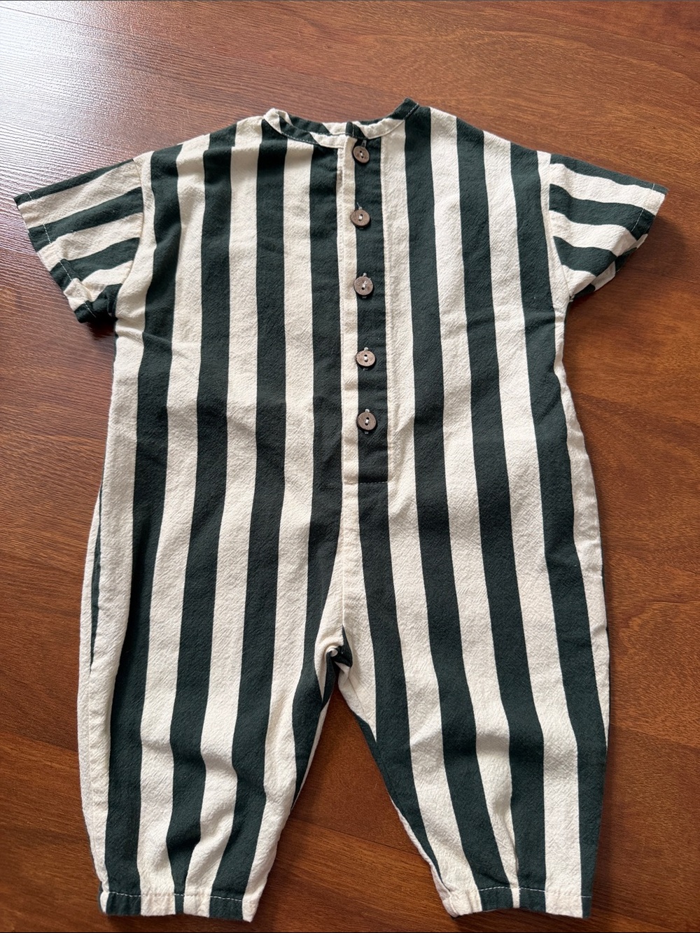 Rylee + Cru Green and Cream Striped Kids One-Piece
